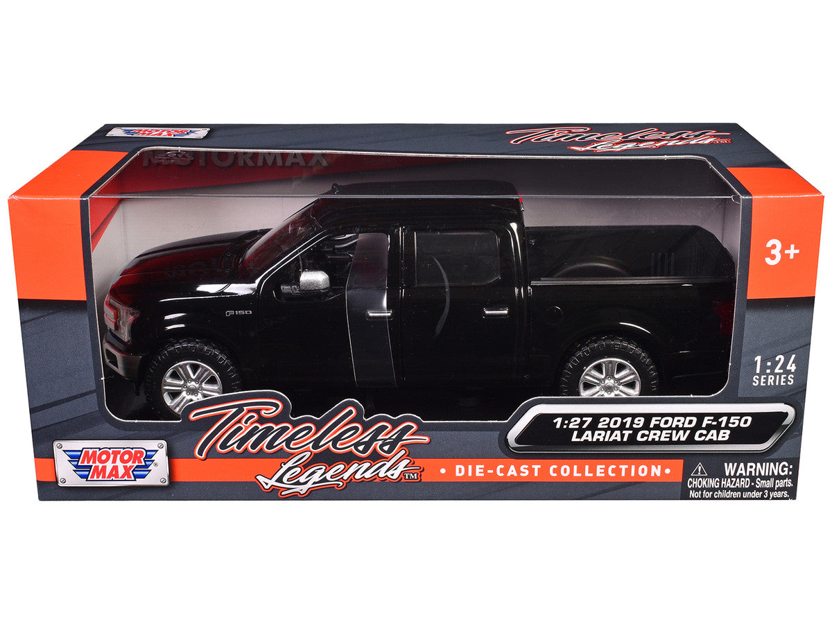2019 Ford F-150 Lariat Crew Cab Pickup Truck Black 1/24-1/27 Diecast Model Car by Motormax by Motormax