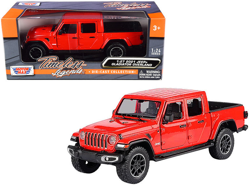 2021 Jeep Gladiator Overland (Closed Top) Pickup Truck Red 1/24-1/27 Diecast Model Car by Motormax by Motormax