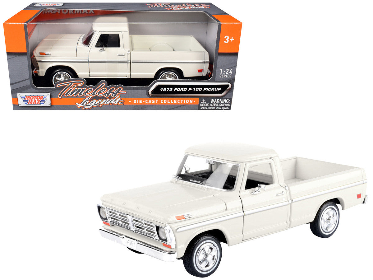 1972 Ford F-100 Pickup Truck Cream "Timeless Legends" Series 1/24 Diecast Model Car by Motormax by Motormax