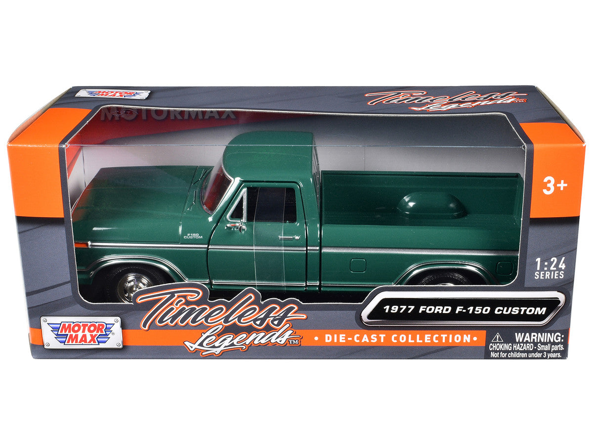 1977 Ford F-150 Custom Pickup Truck Green "Timeless Legends" Series 1/24 Diecast Model Car by Motormax by Motormax