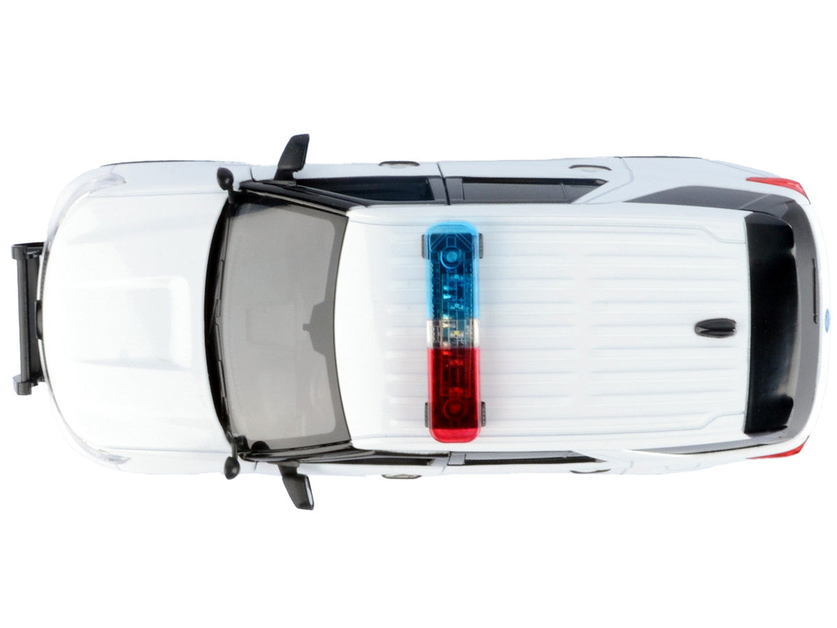 2022 Ford Police Interceptor Utility Plain White "Builder's Kit" with Flashing Light Bar and Front and Rear Lights and Sounds 1/24 Diecast Model Car by Motormax by Motormax