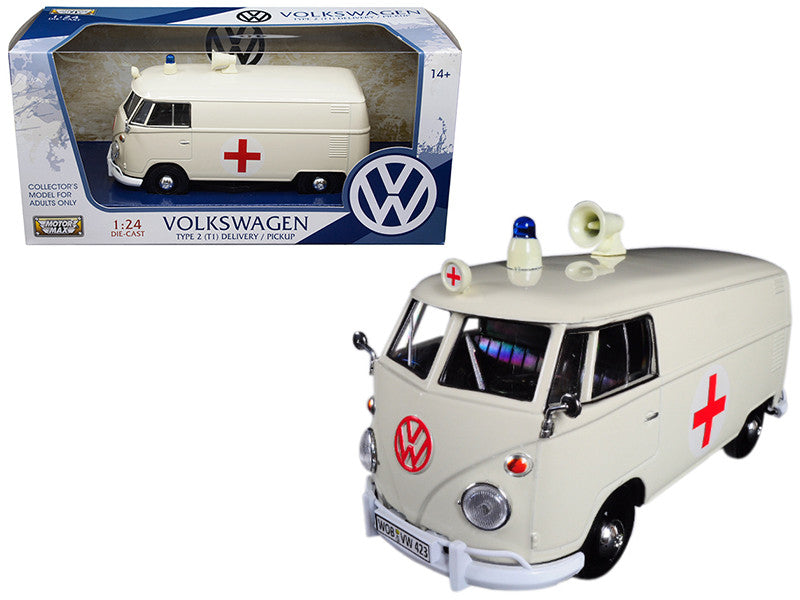 Volkswagen Type 2 (T1) Ambulance Cream 1/24 Diecast Model by Motormax by Motormax