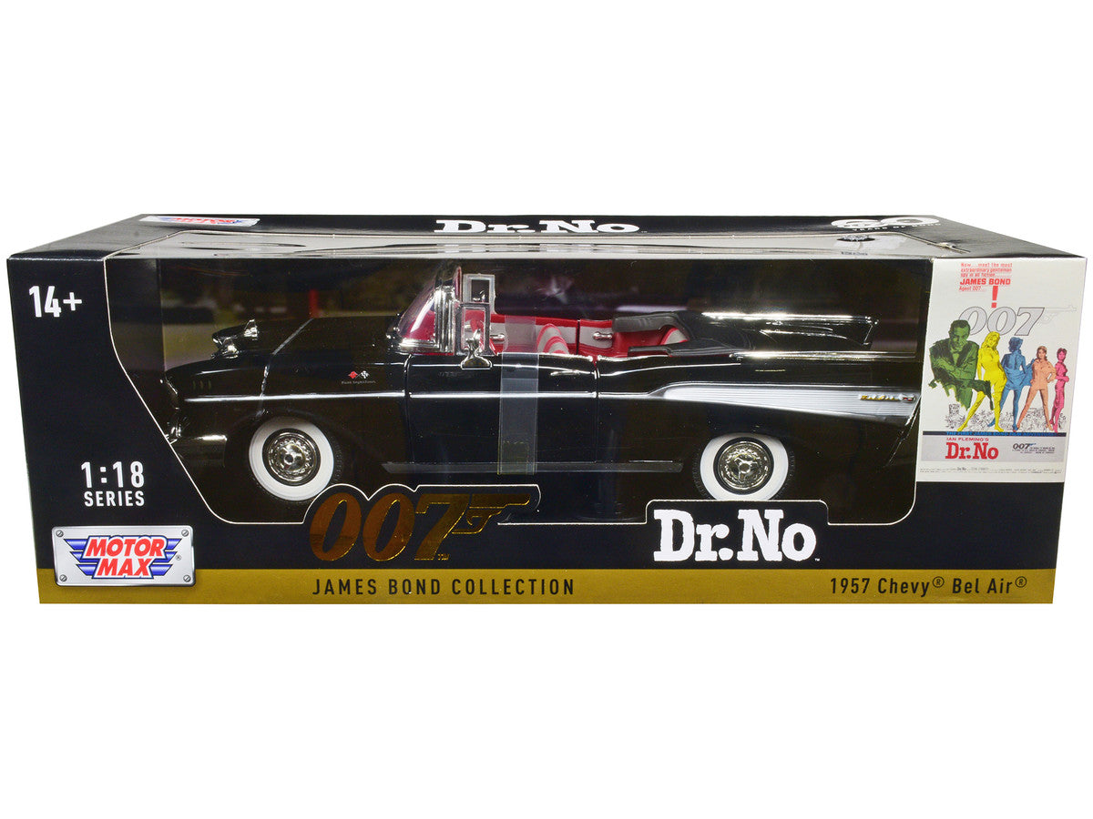 1957 Chevrolet Bel Air Convertible Black James Bond 007 "Dr. No" (1962) Movie 1/18 Diecast Model Car by Motormax by Motormax