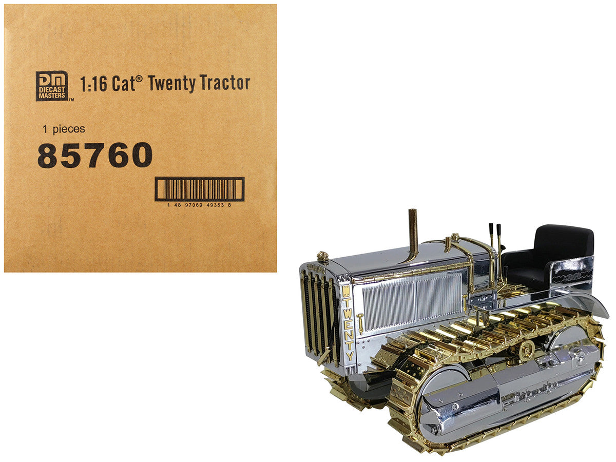 CAT Caterpillar Twenty Tractor "100th Anniversary" Chrome and Gold "Centennial Series" 1/16 Diecast Model by Diecast Masters by Diecast Masters