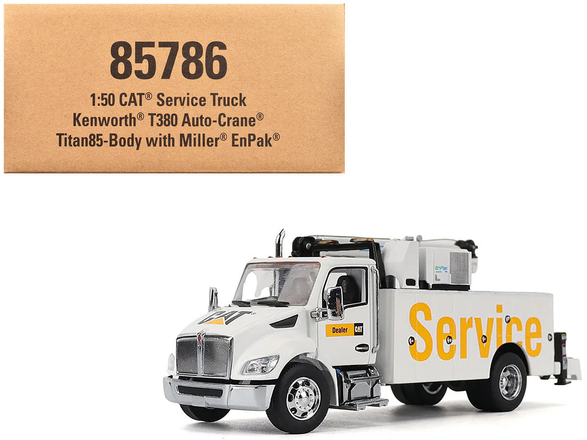 Kenworth T380 Auto-Crane Titan 85 Truck with Miller EnPak White "Transport Series" 1/50 Diecast Model by Diecast Masters by Diecast Masters