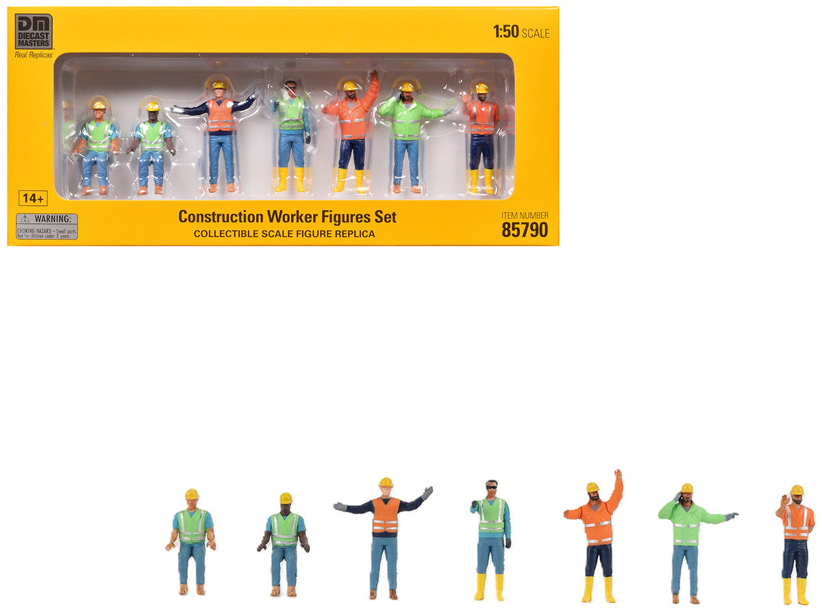 "Construction Workers" 7 Piece Figure Set for 1/50 Scale Models by Diecast Masters by Diecast Masters