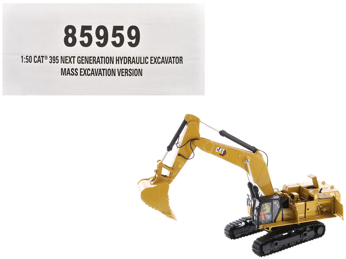 CAT Caterpillar 395 Next Generation Hydraulic Excavator "Mass Excavation Version" Yellow "High Line Series" 1/50 Diecast Model by Diecast Masters by Diecast Masters