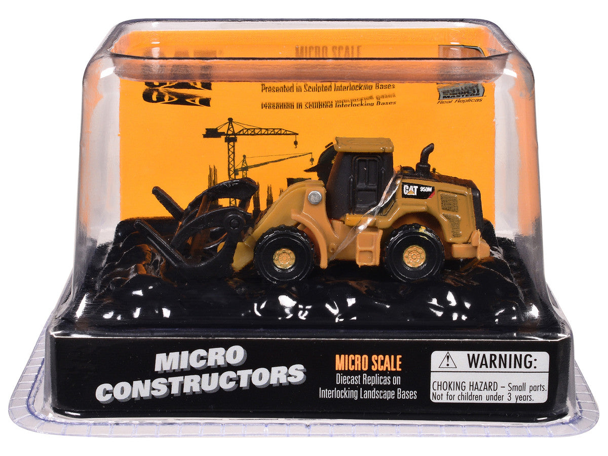 CAT Caterpillar 950M Wheel Loader (Log Fork Version) Yellow "Micro-Constructor" Series Diecast Model by Diecast Masters by Diecast Masters