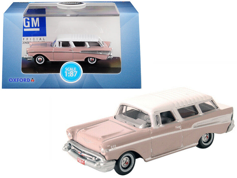 1957 Chevrolet Nomad Dusk Pearl Pink with Imperial Ivory Top 1/87 (HO) Scale Diecast Model Car by Oxford Diecast by Oxford Diecast