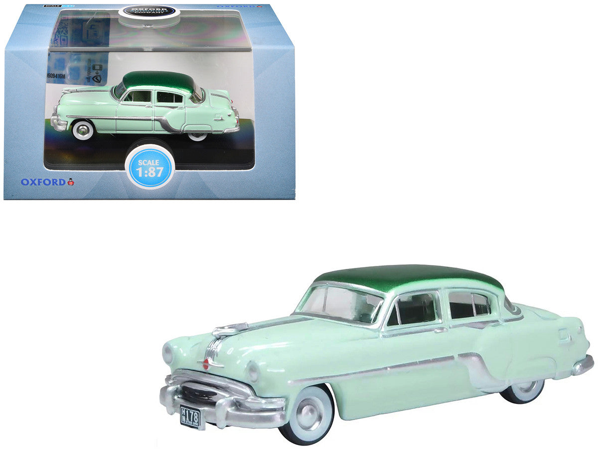 1954 Pontiac Chieftain 4 Door Shannon Green with Brookmere Green Top 1/87 (HO) Scale Diecast Model Car by Oxford Diecast by Oxford Diecast