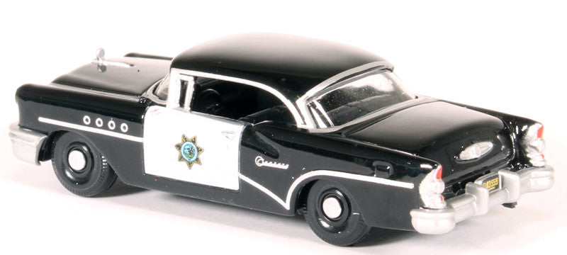 1955 Buick Century "California Highway Patrol" (CHP) Black 1/87 (HO) Scale Diecast Model Car by Oxford Diecast by Oxford Diecast