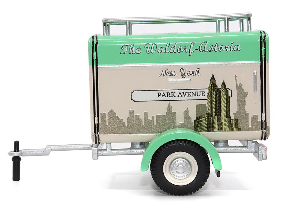 Travel Trailer Beige with Light Green Top "The Waldorf-Astoria Luggage Service New York - Park Avenue" 1/24 Diecast Model Car by Motor City Classics by Motorcity Classics