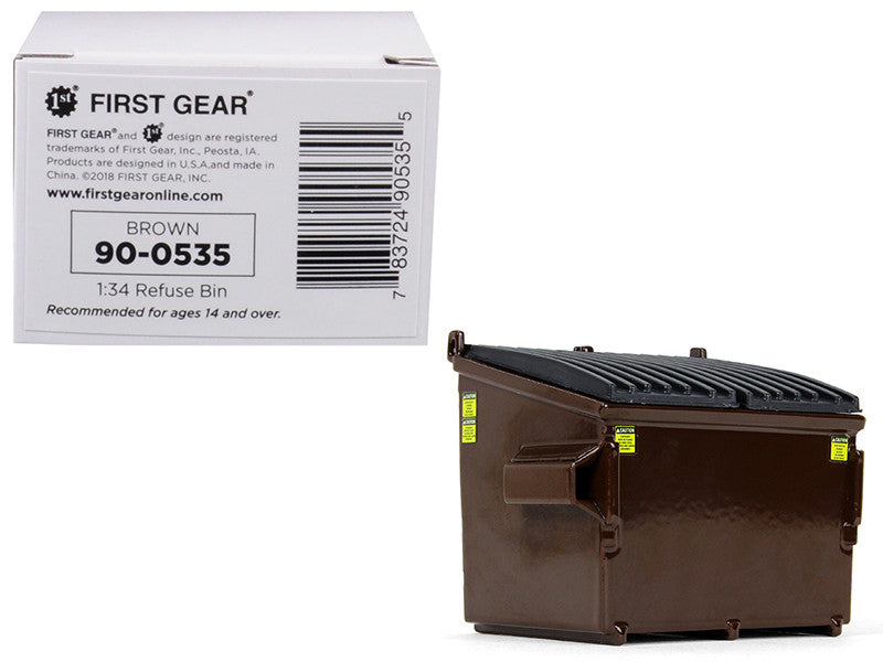 Refuse Trash Bin Brown 1/34 Diecast Model by First Gear by First Gear