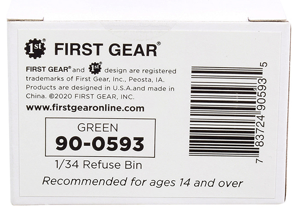 Refuse Trash Bin Green 1/34 Diecast Model by First Gear by First Gear