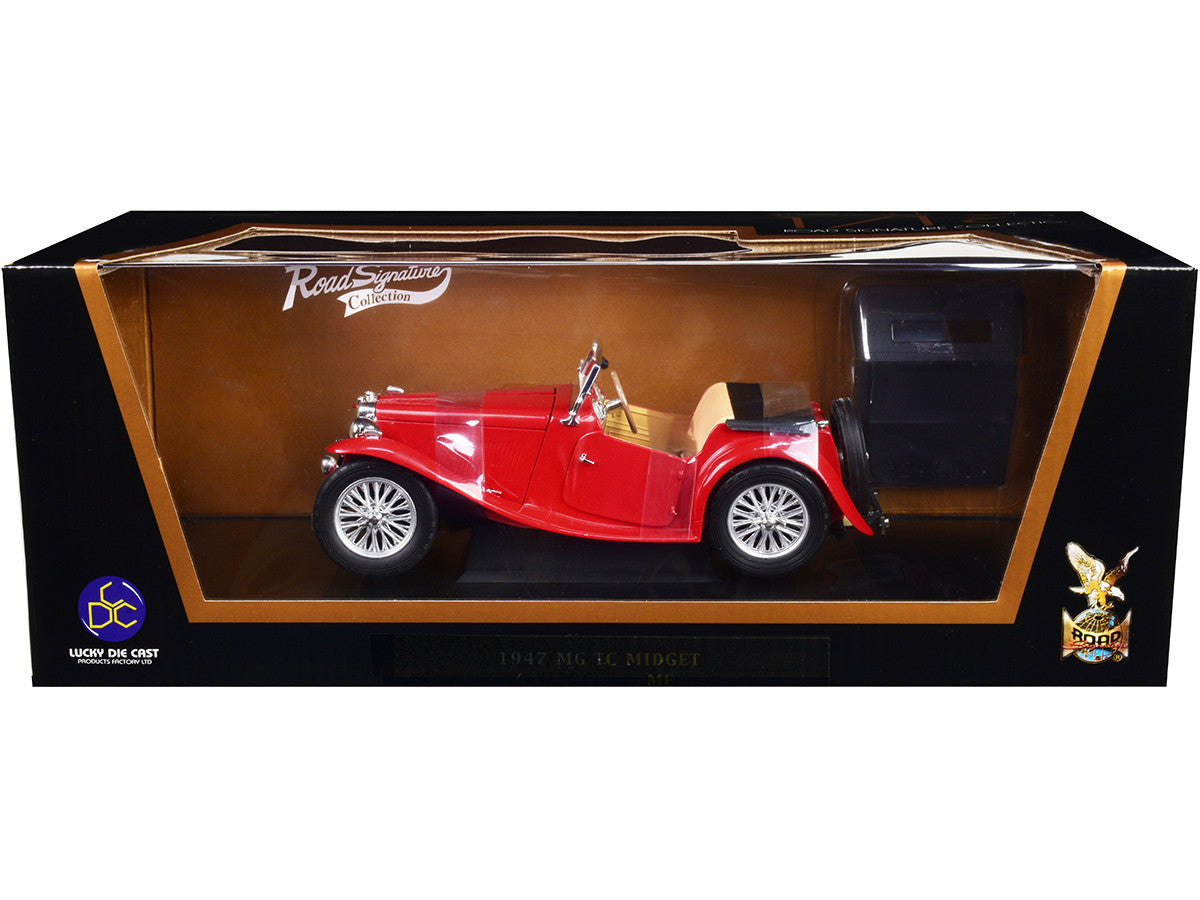 1947 MG TC Midget Red 1/18 Diecast Model Car by Road Signature by Road Signature