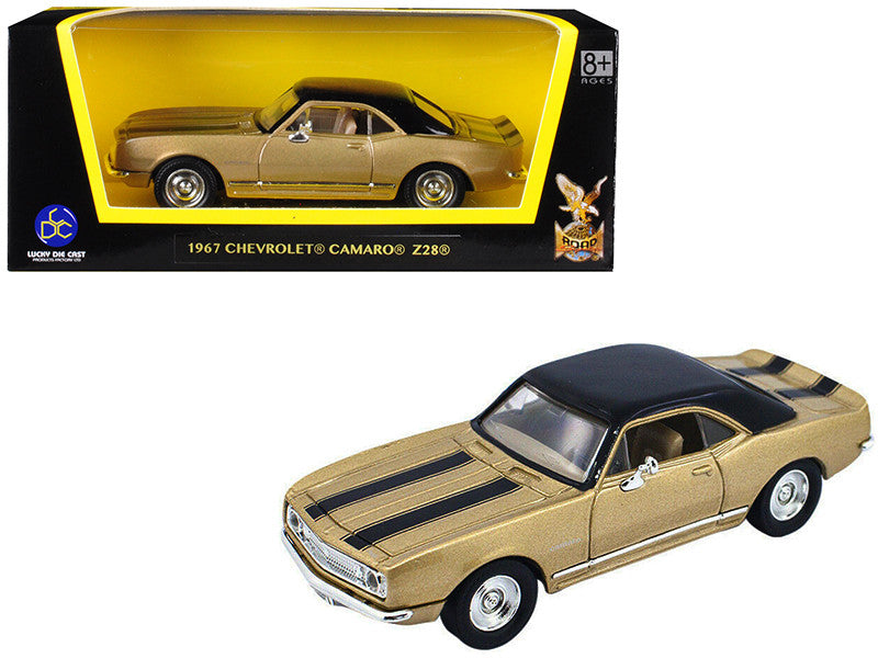 1967 Chevrolet Camaro Z-28 Gold with Black Stripes and Black Top 1/43 Diecast Model Car by Road Signature by Road Signature