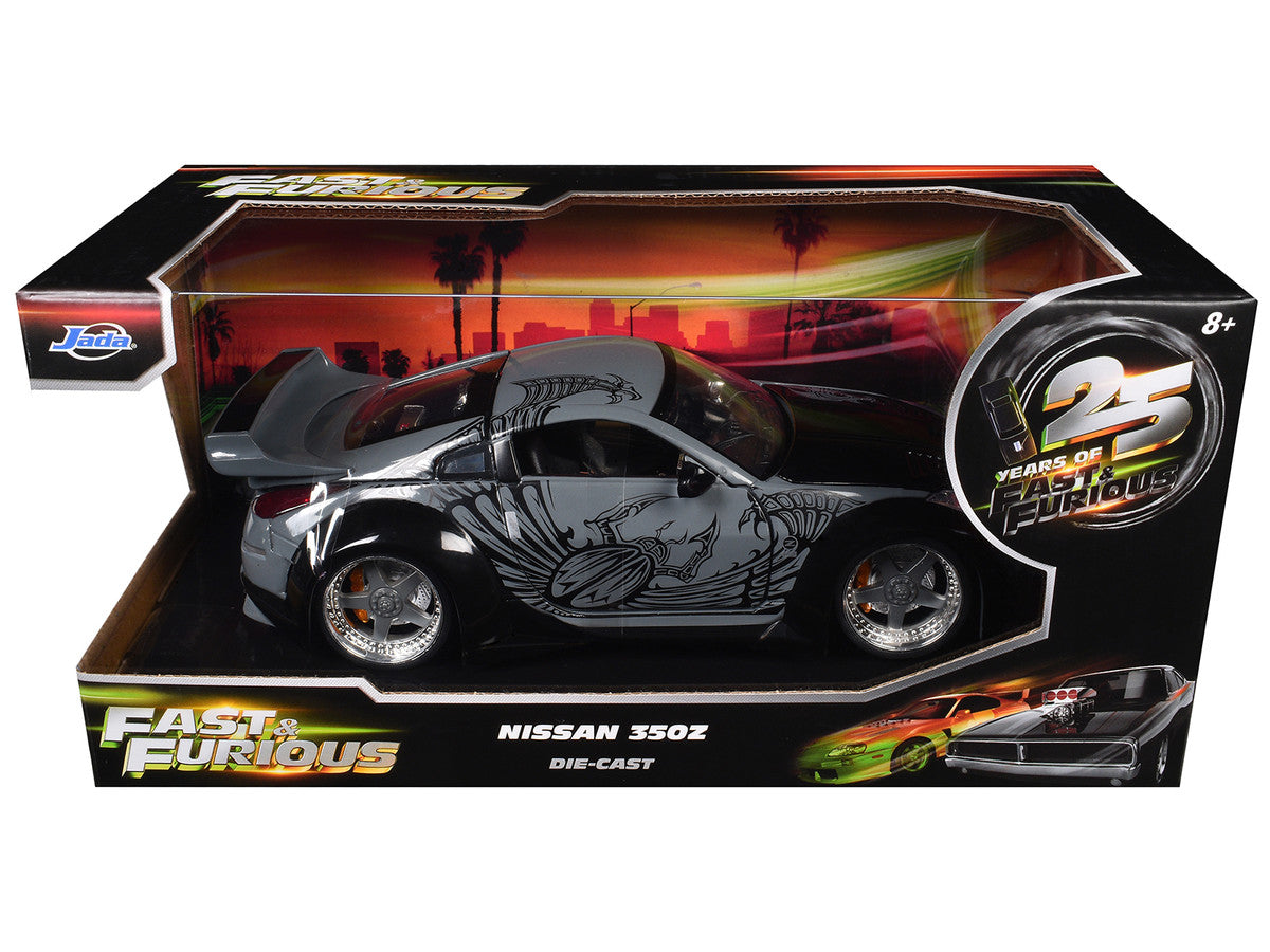 D.K.'s Nissan 350Z Gray and Black with Graphics "Fast & Furious 25th Anniversary" Series 1/24 Diecast Model Car by Jada by Jada