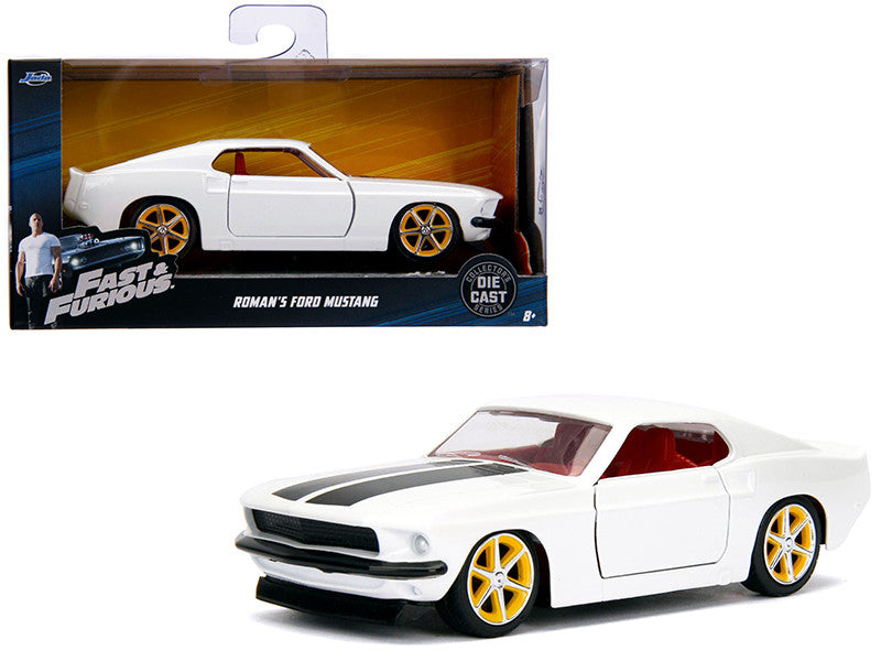 Roman's Ford Mustang White with Black Stripes and Red Interior "Fast & Furious" Movie 1/32 Diecast Model Car by Jada by Jada