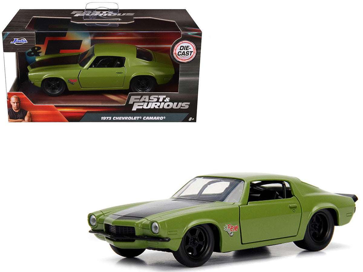 Dom's 1973 Chevrolet Camaro "F-Bomb" Matt Green with Black Hood Stripe "Fast & Furious" Movie 1/32 Diecast Model Car by Jada by Jada