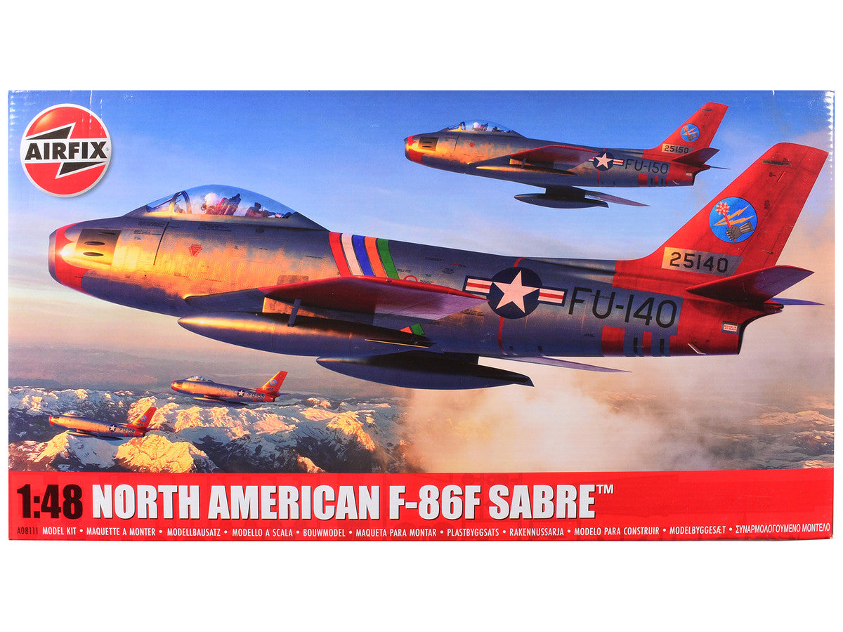 Level 2 Model Kit North American F-86F Sabre Aircraft with 2 Scheme Options 1/48 Plastic Model Kit by Airfix by Airfix
