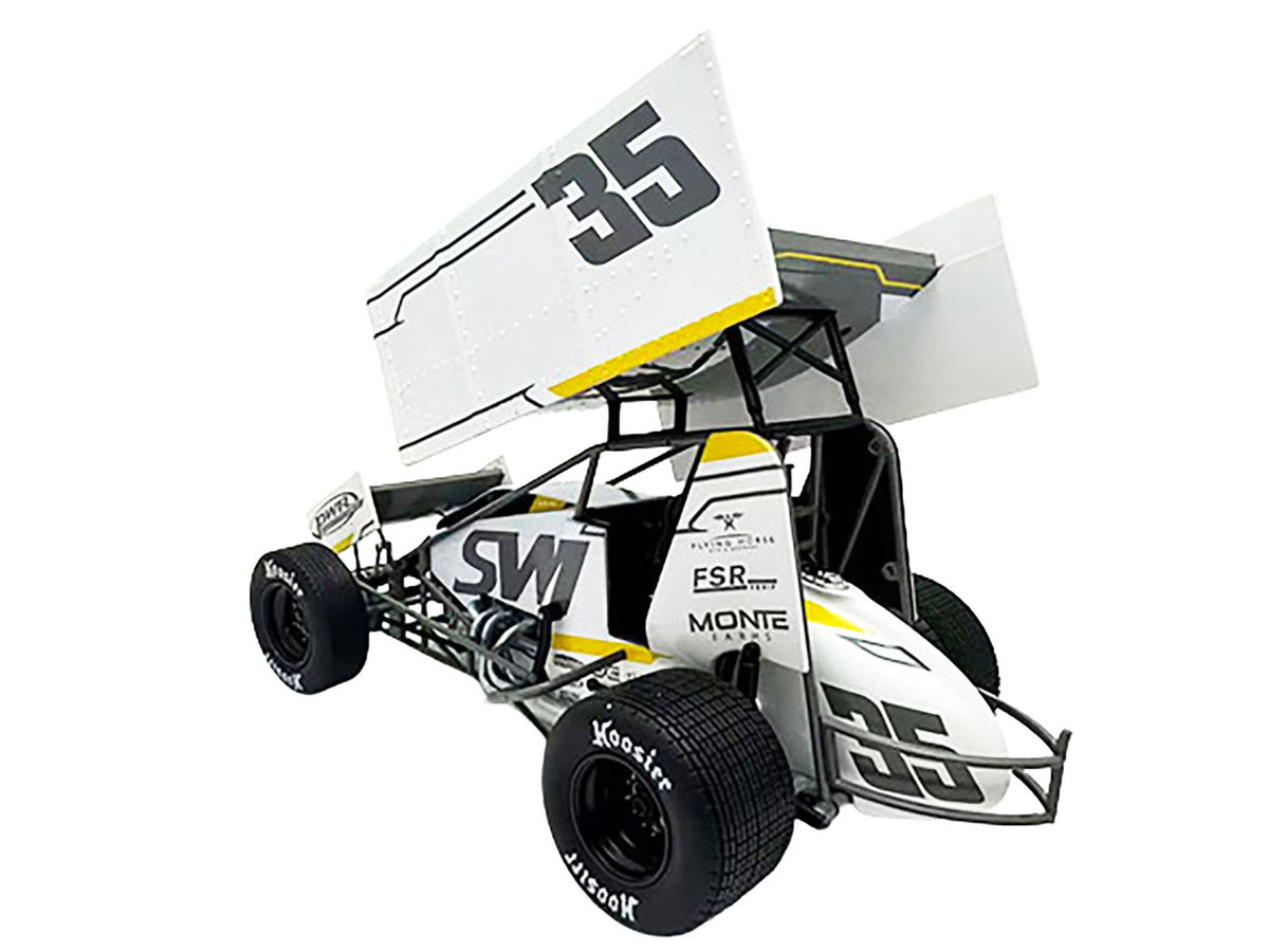 Winged Sprint Car #35 Jamie Veal "SWI Earthworks" White (2025) 1/18 Diecast Model Car by ACME by Acme