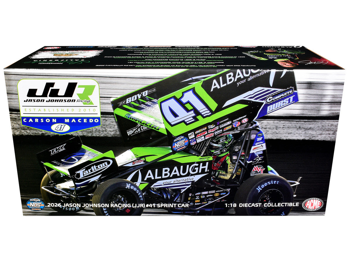 Winged Sprint Car #41 Carson Macedo "Albaugh" Jason Johnson Racing (2026) 1/18 Diecast Model Car by ACME by Acme