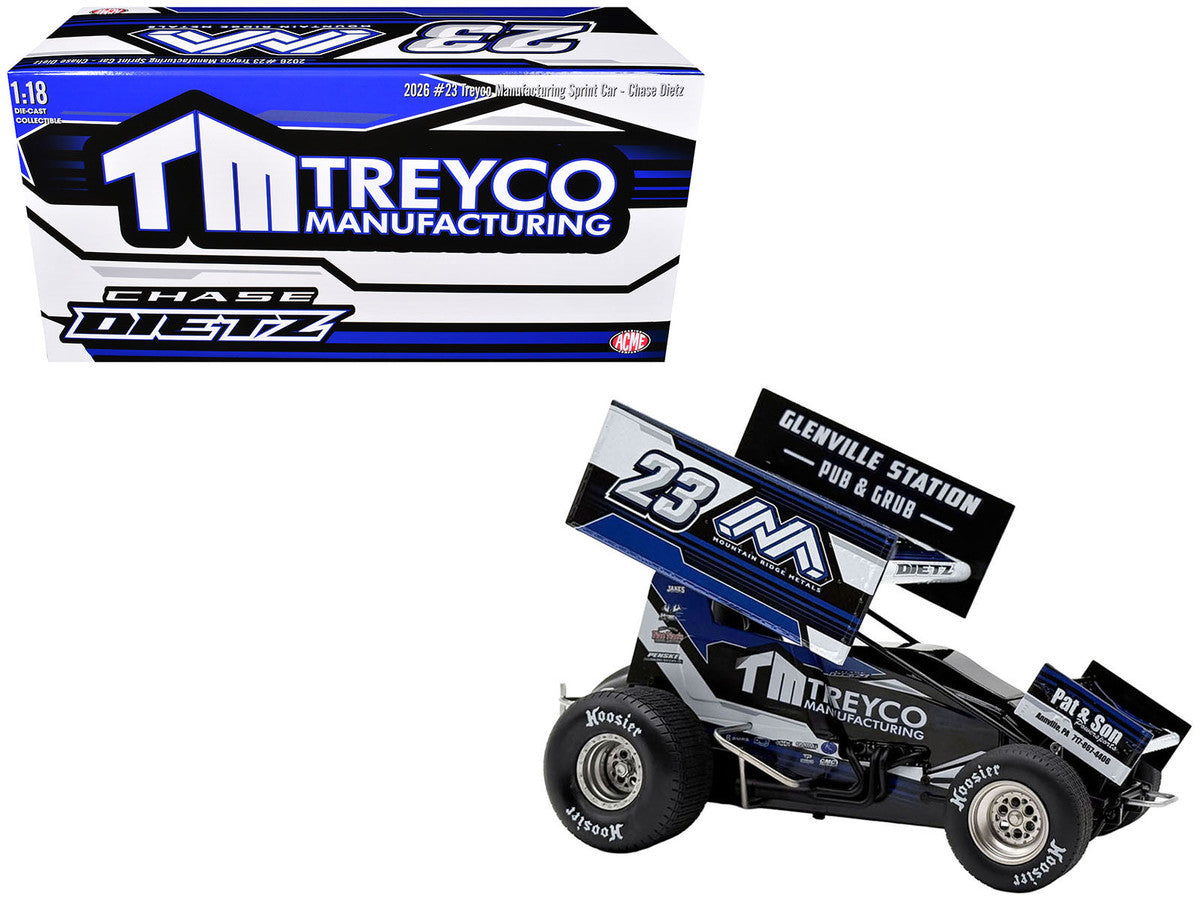 Winged Sprint Car #23 Chase Dietz "Treyco Manufacturing - Mountain Ridge Metals" (2026) 1/18 Diecast Model Car by ACME by Acme