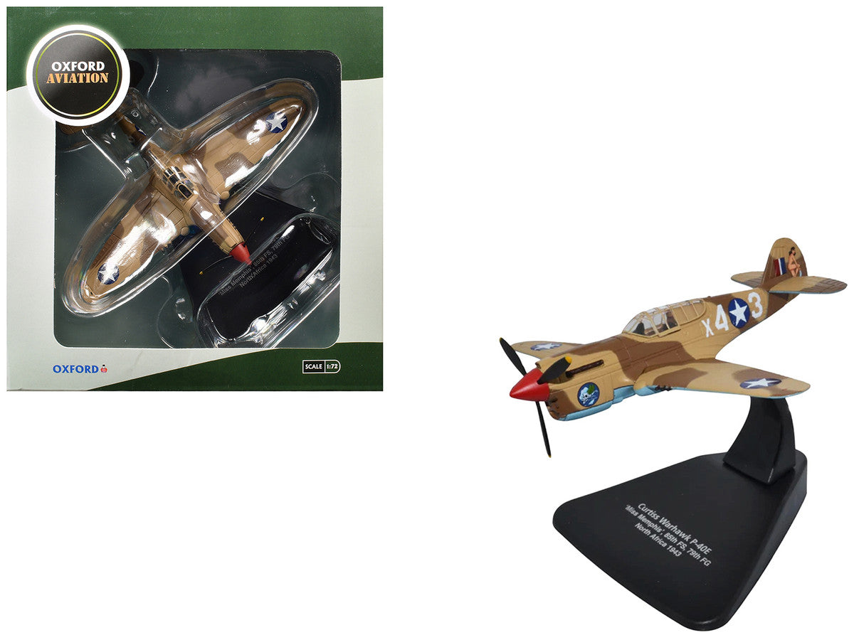 Curtiss Warhawk P-40E Fighter Aircraft "Miss Memphis 85th Fighter Squadron 79th Fighter Group North Africa" (1943) United States Army Air Forces "Oxford Aviation" Series 1/72 Diecast Model Airplane by Oxford Diecast by Oxford Diecast