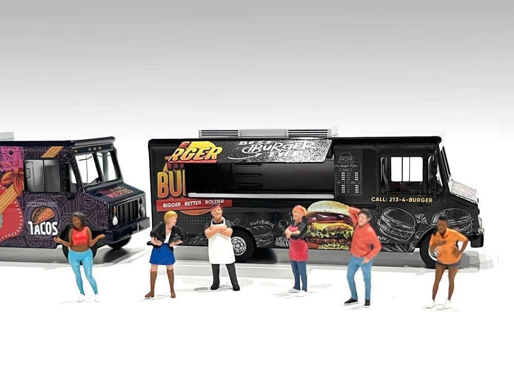 Food Truck "The Burger Truck" Black with Graphics 1/64 Diecast Model by American Diorama by American Diorama
