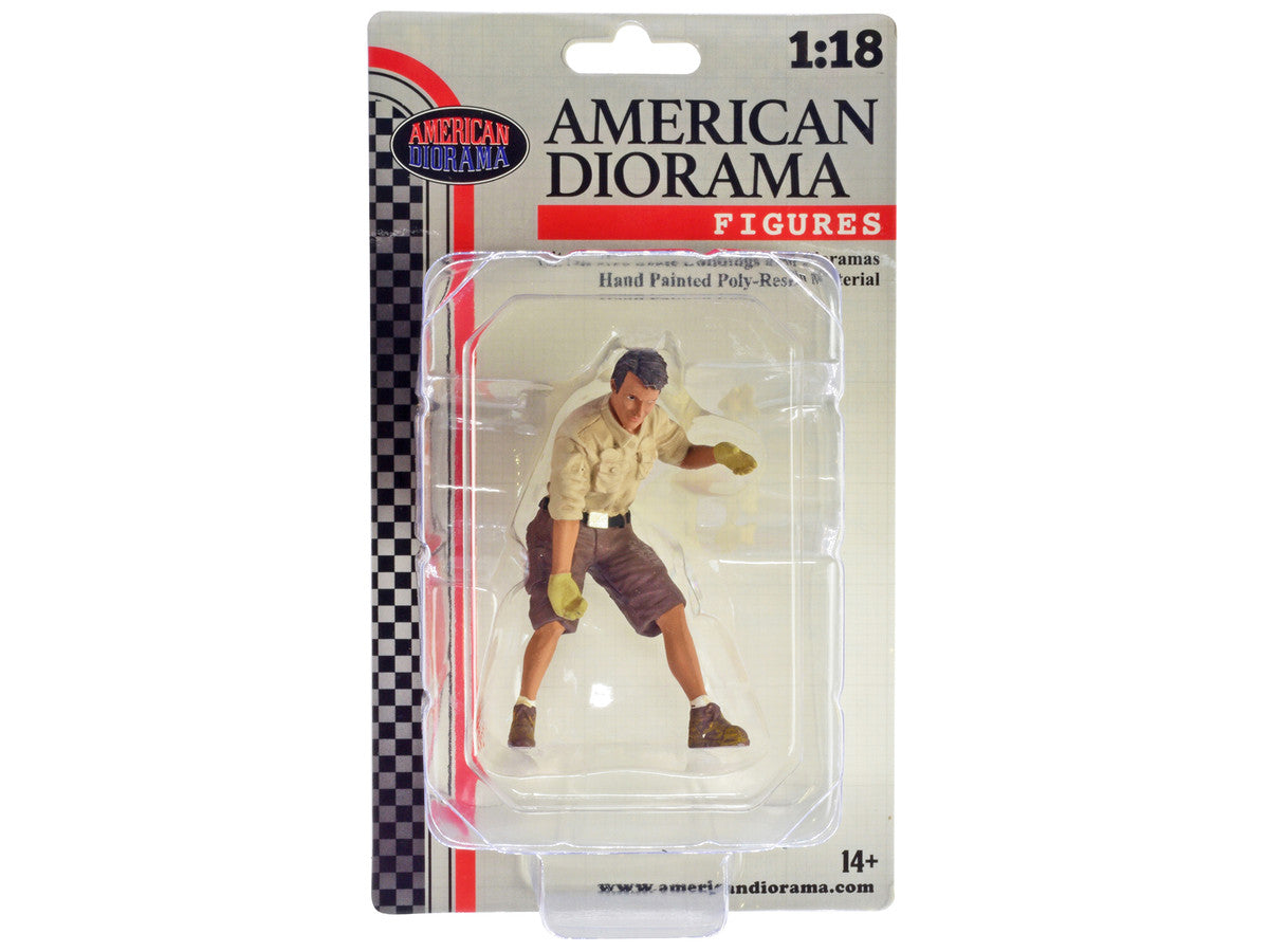 "4X4 Mechanic" Figure 8 with Board Accessory for 1/18 Scale Models by American Diorama by American Diorama