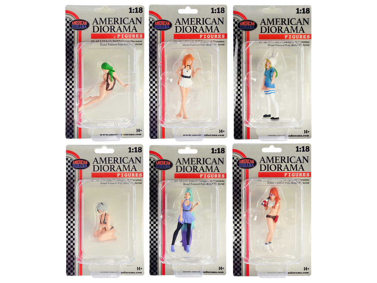 "Cosplay Girls" 6 piece Figure Set for 1/18 Scale Models by American Diorama by American Diorama