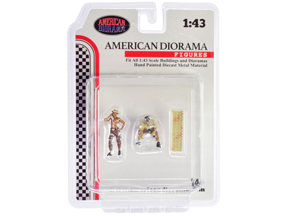 "4X4 Mechanics" 2 Piece Diecast Figure Set 1 for 1/43 Scale Models by American Diorama by American Diorama