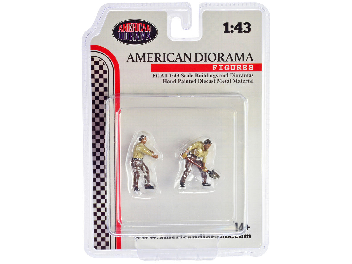 "4X4 Mechanics" 2 Piece Diecast Figure Set 2 for 1/43 Scale Models by American Diorama by American Diorama
