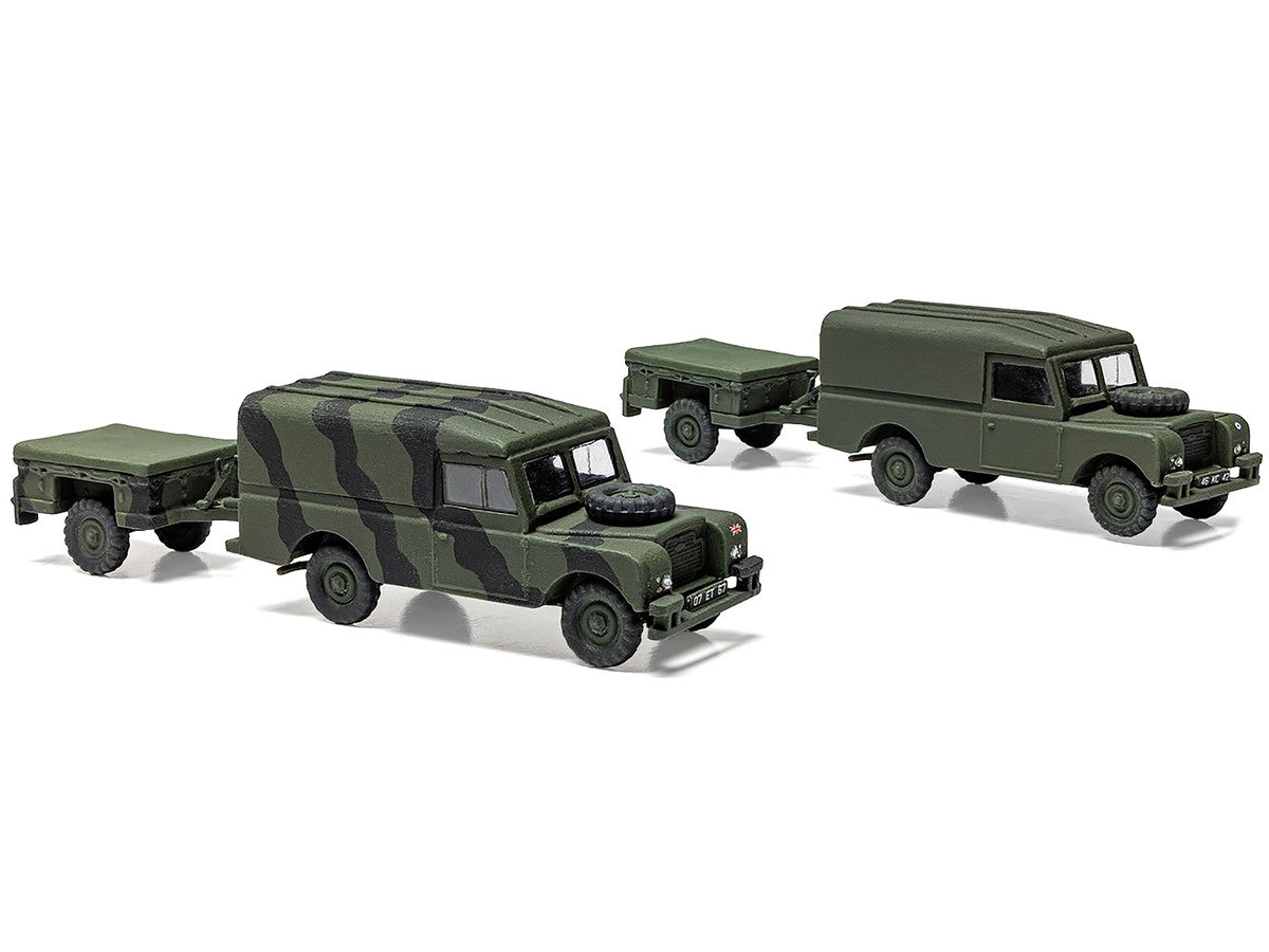 Level 2 Model Kit Land Rover LWB (Hard Top) Truck and Trailer with 2 Scheme Options 1/76 Scale Plastic Model Kit by Airfix by Airfix