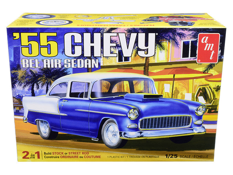 Skill 2 Model Kit 1955 Chevrolet Bel Air Sedan 2-in-1 Kit 1/25 Scale Model by AMT by AMT