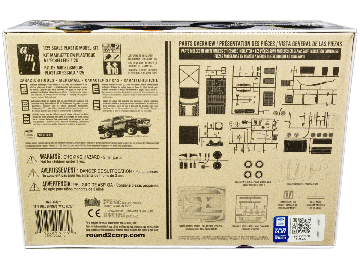 Skill 2 Model Kit Ford Bronco 4X4 "Wild Hoss" 1/25 Scale Model by AMT by AMT