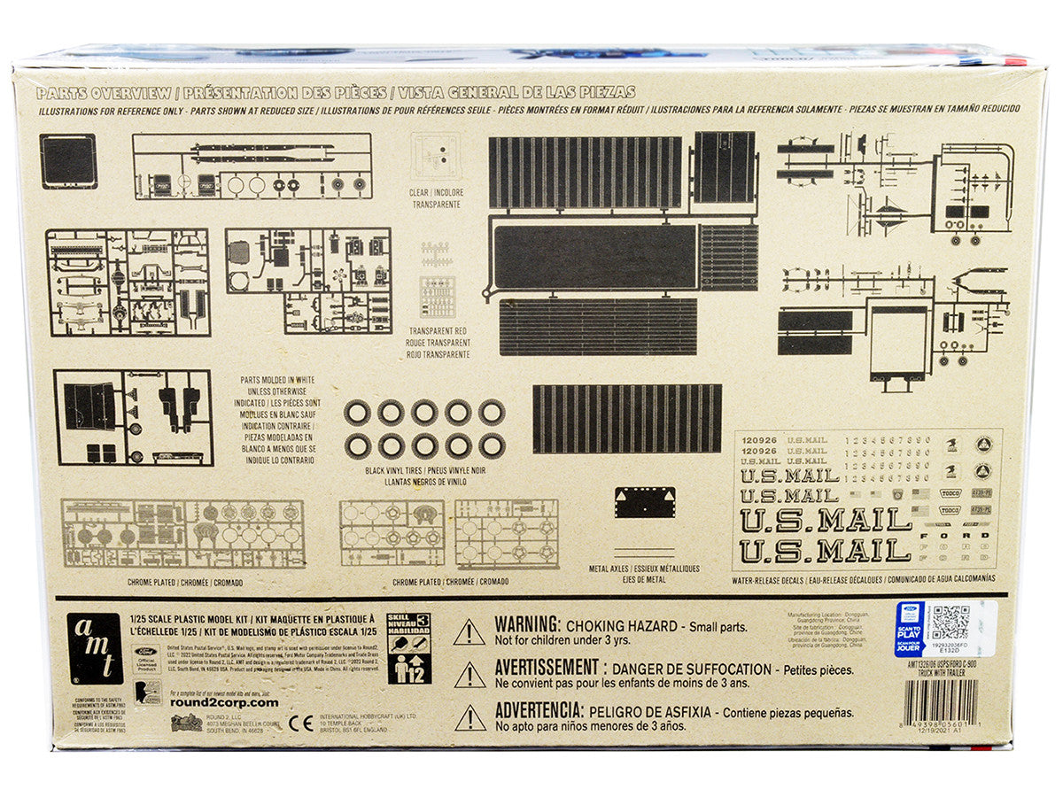 Skill 3 Model Kit Ford C900 Truck Tractor with Trailer "U.S. Mail" 1/25 Scale Model by AMT by AMT