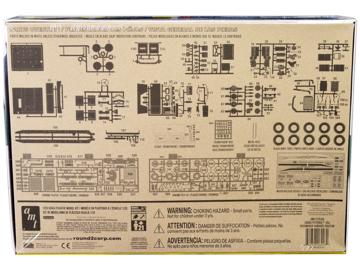 Skill 3 Model Kit Peterbilt 352 Pacemaker Cabover Tractor "Coors" 1/25 Scale Model by AMT by AMT
