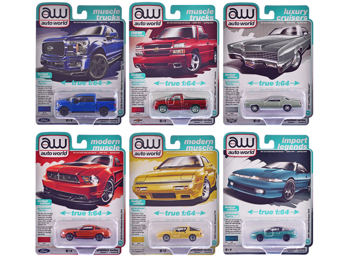 Auto World Premium 2025 Release 1 Set B of 6 pieces 1/64 Diecast Model Cars by Auto World by Autoworld