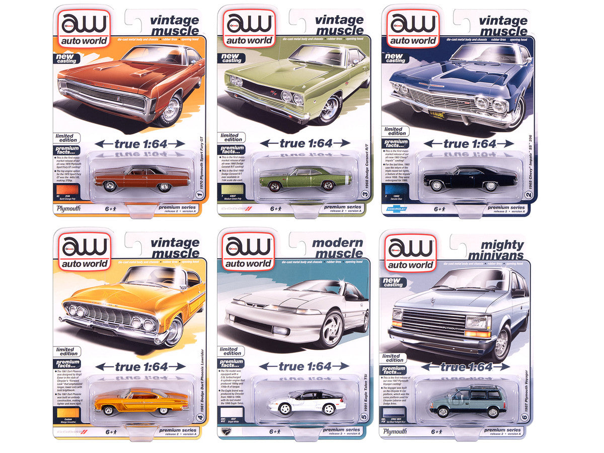 Auto World Premium 2025 Release 2 Set A of 6 pieces 1/64 Diecast Model Cars by Auto World by Autoworld