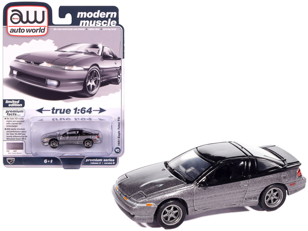1991 Eagle Talon TSi Medium Quartz Metallic with Black Top "Modern Muscle" Series 1/64 Diecast Model Car by Auto World by Autoworld