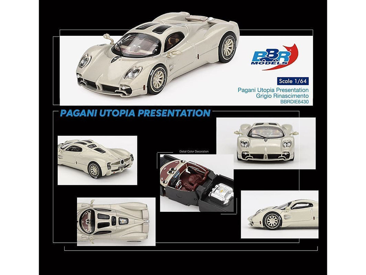 Pagani Utopia Presentation Grigio Rinascimento Silver 1/64 Diecast Model Car by BBR by BBR