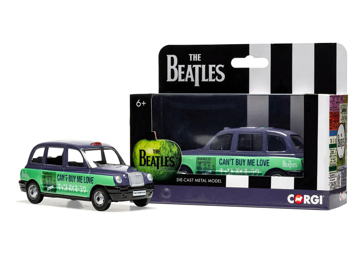 The Beatles London Taxi RHD (Right Hand Drive) "Can't Buy Me Love" Blue and Green with Graphics Diecast Model by Corgi by Corgi