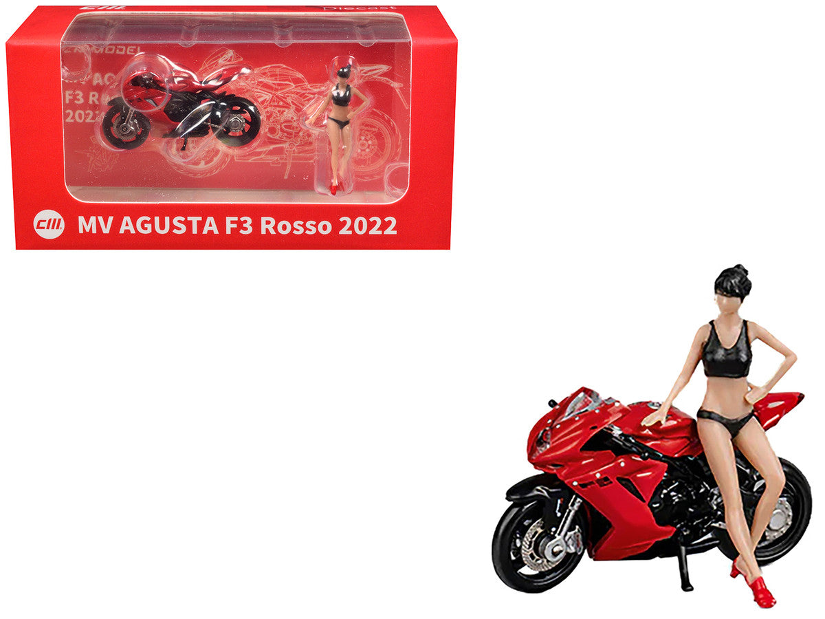 2022 MV Agusta F3 Rosso Motorcycle Red with Figure 1/64 Diecast Model by CM Model by CM Models