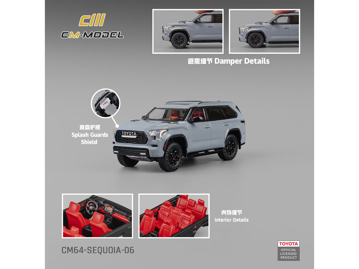 2024 Toyota Sequoia Cement Gray with Red Interior 1/64 Diecast Model Car by CM Models by CM Models