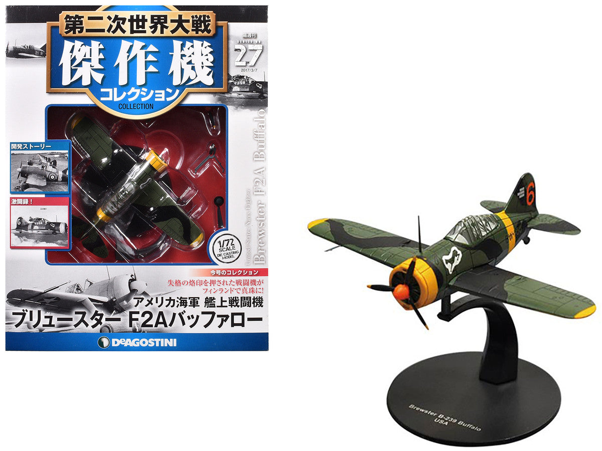 Brewster F2A Buffalo Fighter Aircraft "3rd Squadron Lentolaivue 24" Finnish Air Force 1/72 Diecast Model by DeAgostini by Alvaya