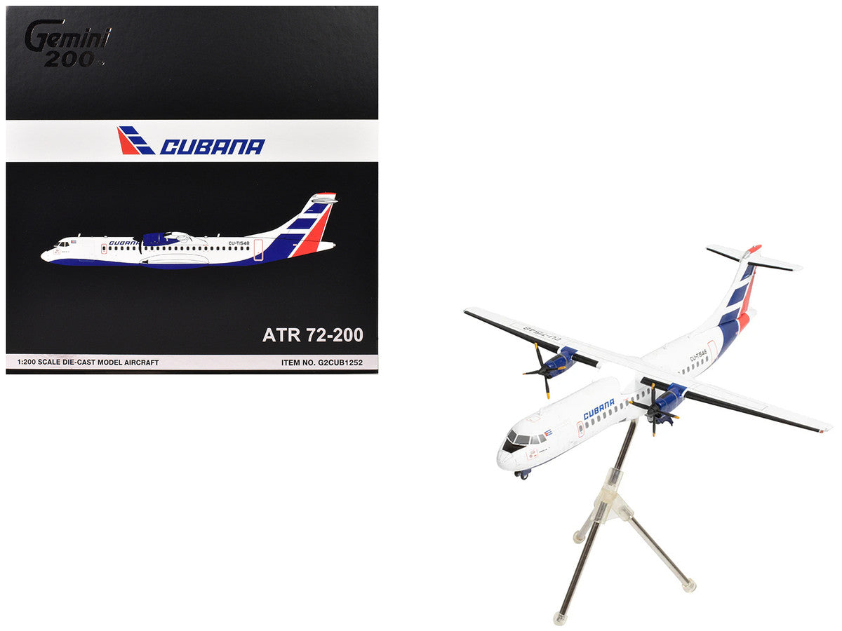 ATR 72-200 Commercial Aircraft "Cubana de Aviacion" (CU-T1548) White with Red and Blue Tail "Gemini 200" Series 1/200 Diecast Model Airplane by GeminiJets by GeminiJets