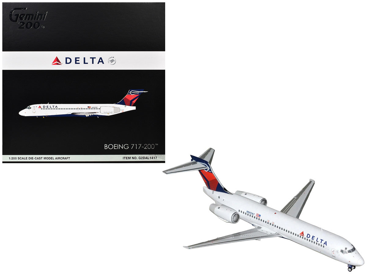 Boeing 717-200 Commercial Aircraft "Delta Air Lines" (N947AT) White with Blue and Red Tail "Gemini 200" Series 1/200 Diecast Model by GeminiJets by GeminiJets