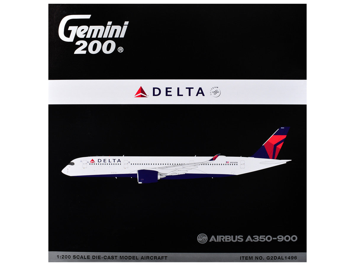 Airbus A350-900 Commercial Aircraft "Delta Air Lines" (N504DN) White with Red and Blue Tail "Gemini 200" Series 1/200 Diecast Model Airplane by GeminiJets by GeminiJets