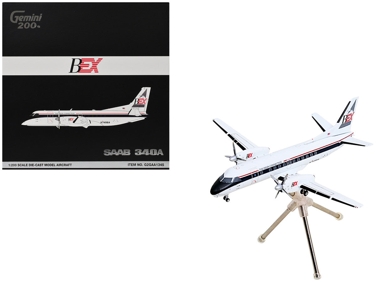 Saab 340A Commercial Aircraft "Delta Connection - Business Express Airlines" (N749BA) White with Dark Blue and Red Stripes "Gemini 200" Series 1/200 Diecast Model by GeminiJets by GeminiJets
